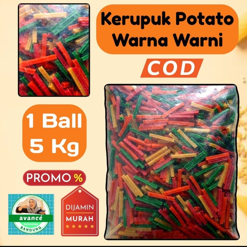 

Kerupuk Potato Warna Warni Mentah 1 Ball (5 Kg)