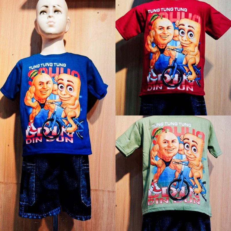 Sasa Setelan Pendek Anak Laki-Laki  Gambar Tung-Tung Sahur/ Setelan main anak laki-laki /Baju Anak L