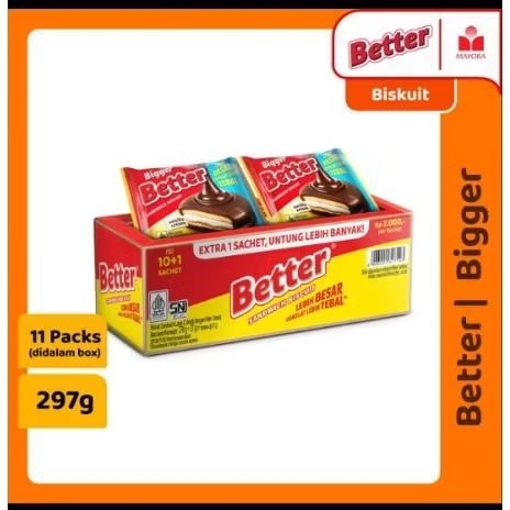 

Better Sandwich Biscuit 11 Sachet - Cokelat Lebih Besar dan Tebal