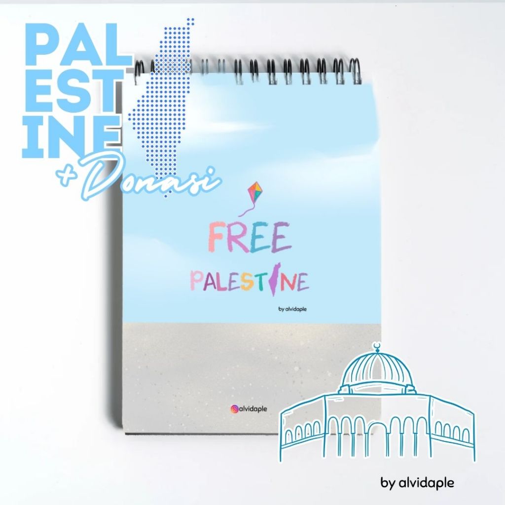 

Note Book Soft Cover A7 Free Palestine Palestina Blue Sky By alvidaple