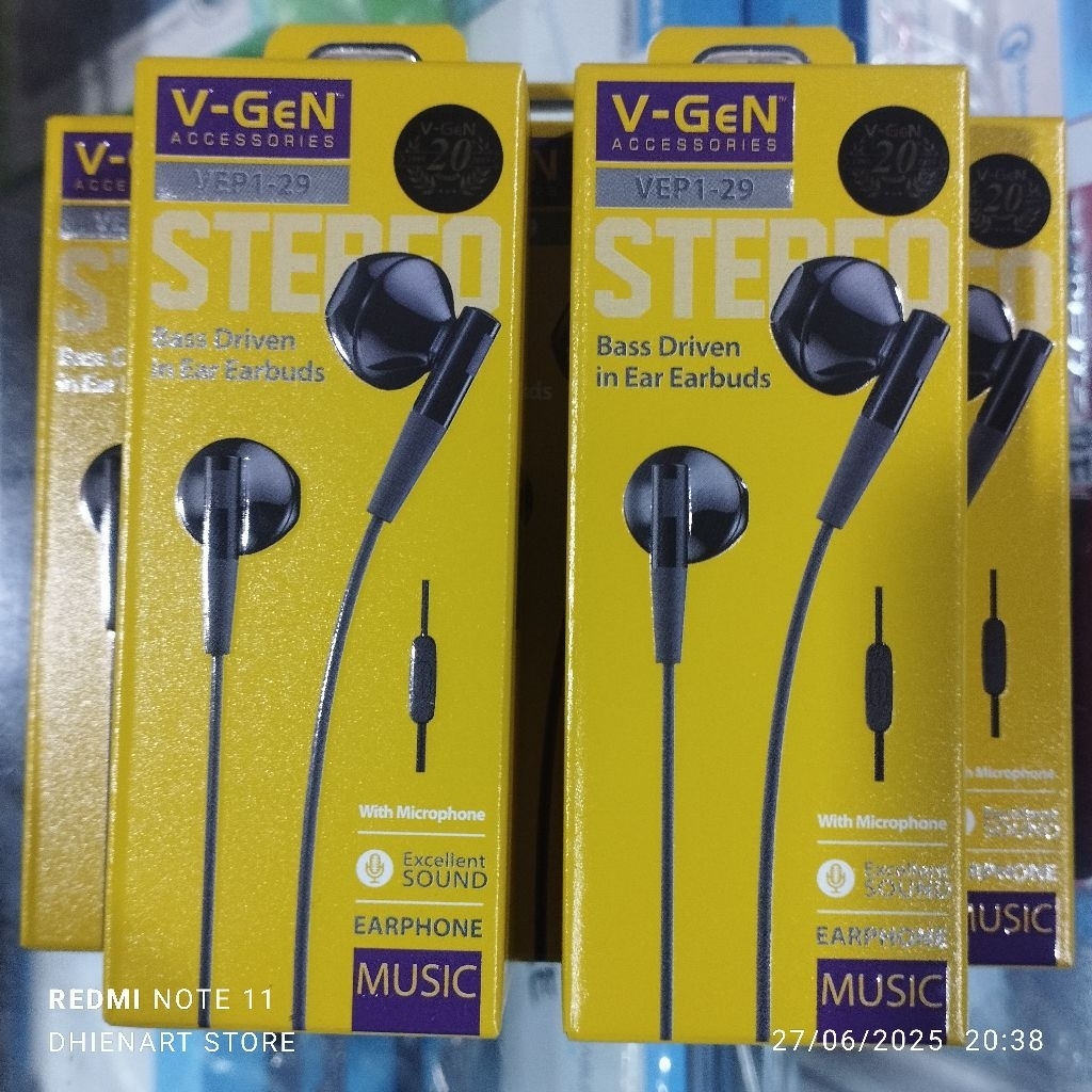 MURAH+COD...V-GEN VEP1-28 XTRA BASS HEADSET HANDSFREE ORIGINAL