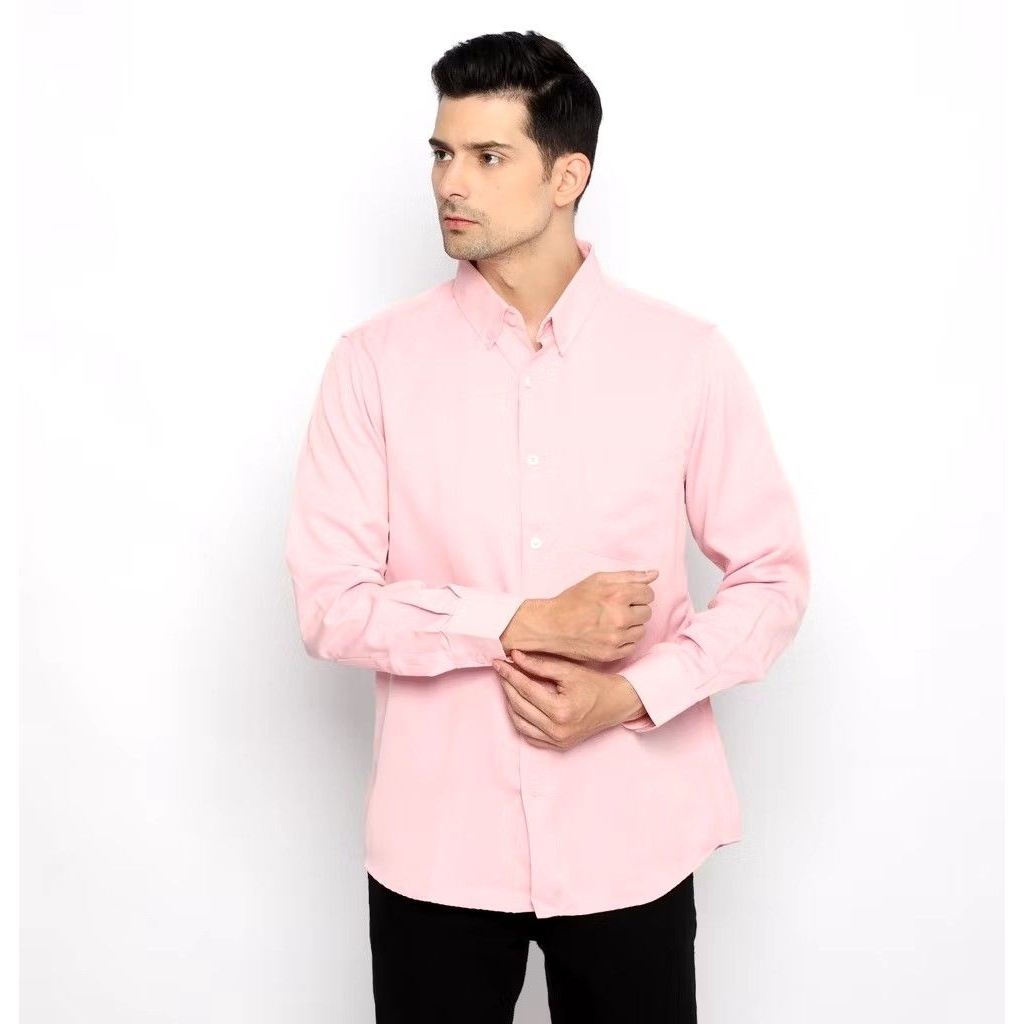Baju kemeja pria warna pink salem