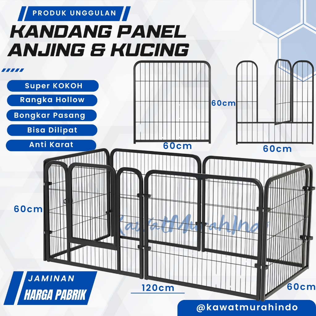 Kandang Anjing Panel 60x120cm / Kandang Kucing Besar / Pagar Anjing / Rumah Anjing Besar Outdoor / K