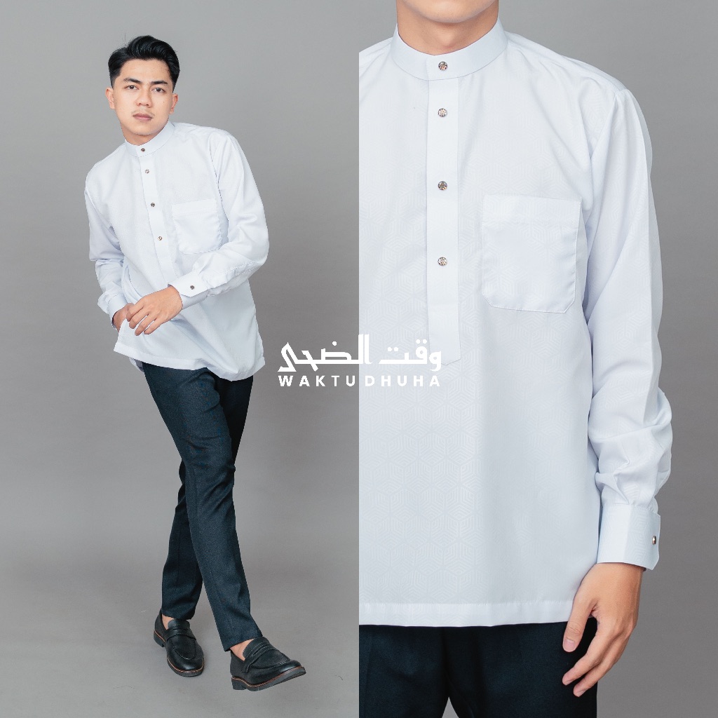 FAVORIT WAKTU DHUHA - BAJU KOKO PRIA LENGAN PANJANG MANSET KAIN PREMIUM ADEM KOKO UMAR