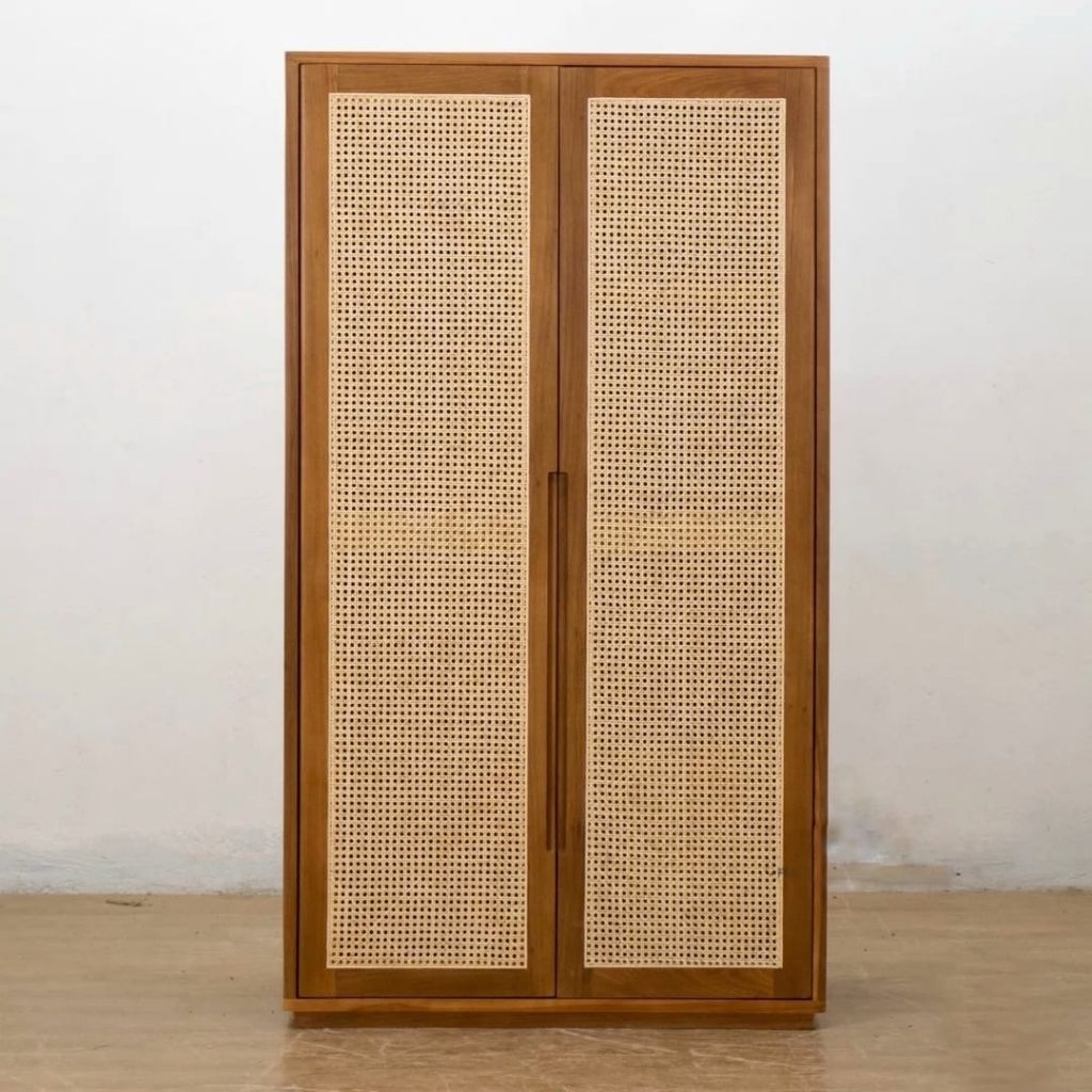 Lemari pakaian minimalis lemari baju rotan modern kayu jati