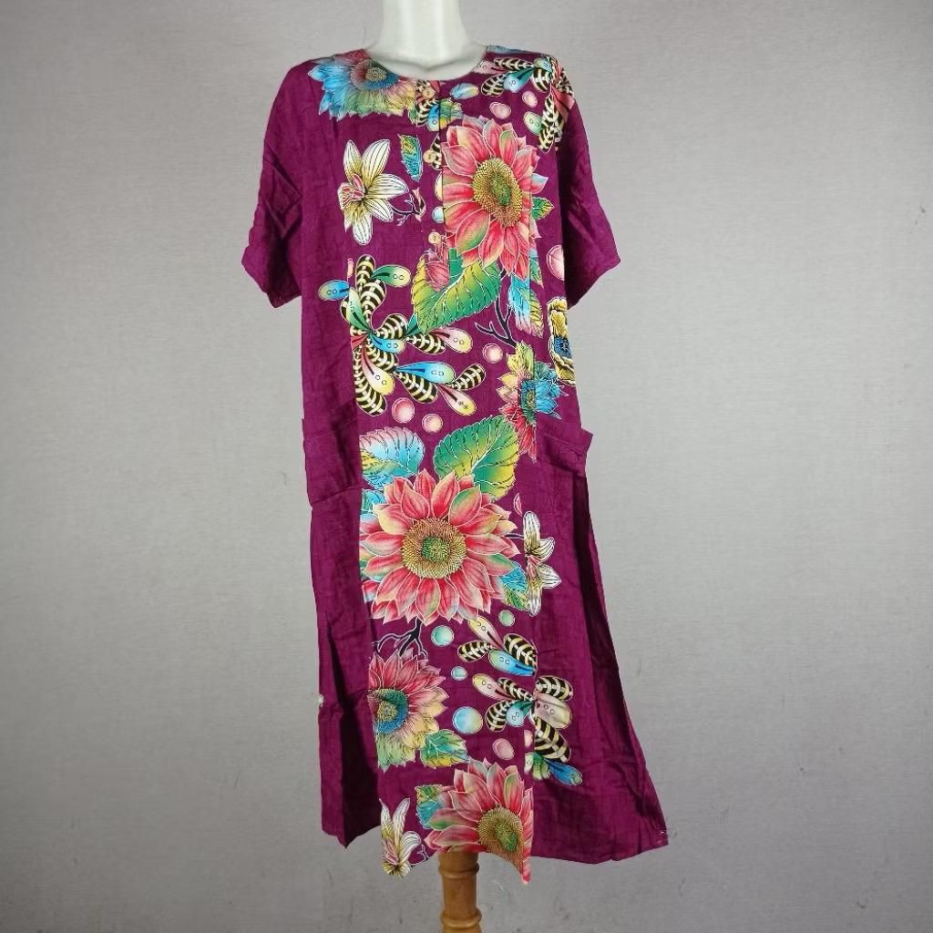 Daster kencana ungu pendek label biru