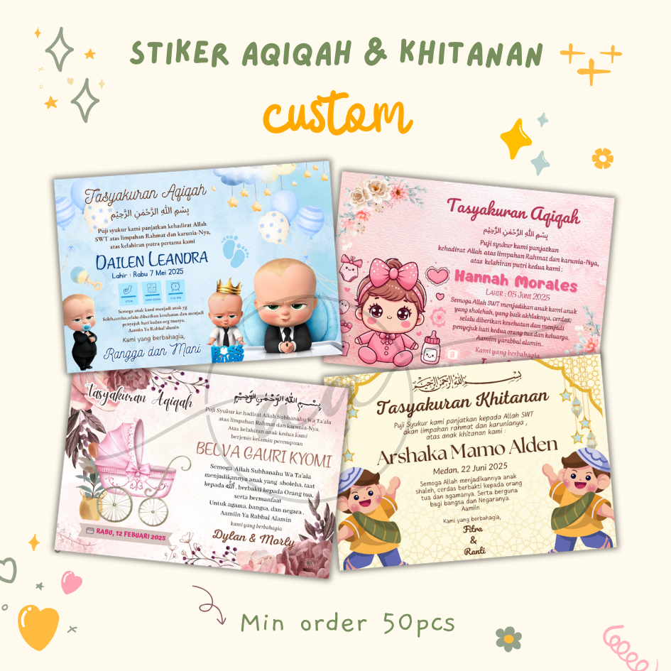 

Stiker Aqiqah bayi / stiker tasyakuran khitanan anak / stiker tasyakuran custom