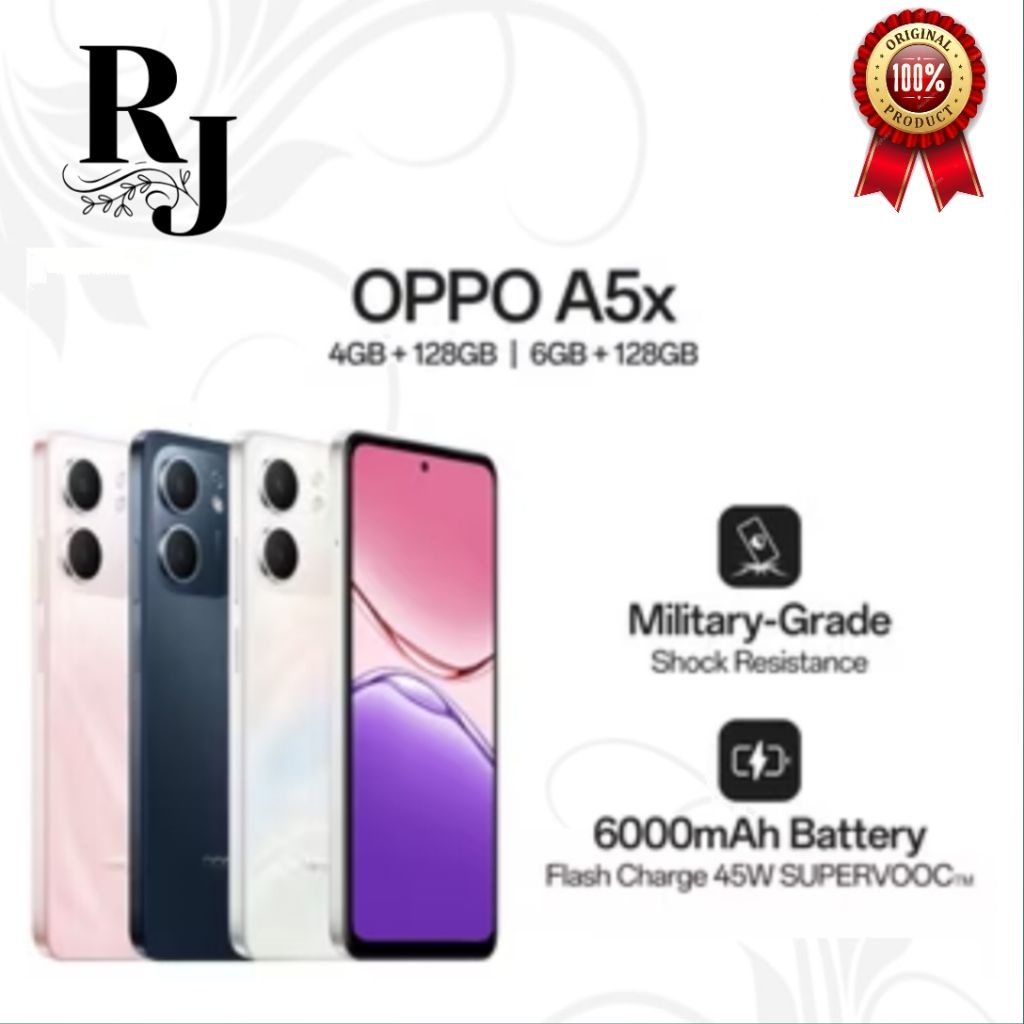 OPPO A5X RAM 4/128GB & RAM 6/128GB, MILITARY-GRADE, GARANSI RESMI OPPO INDONESIA