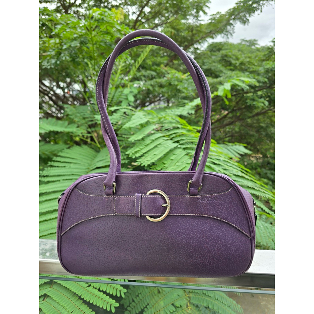 BACA DEKSRIPSI DLU PRADA Cinghiale Fibbi Purple Bowling Viola - Shoulder Bag Top Handle Vintage y2k