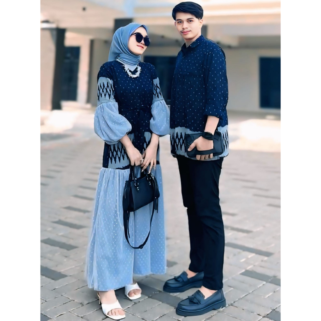 RAYA NAVY baju couple kondangan tenun baju atasan wanita terbaru setelan dres korean style kekinian