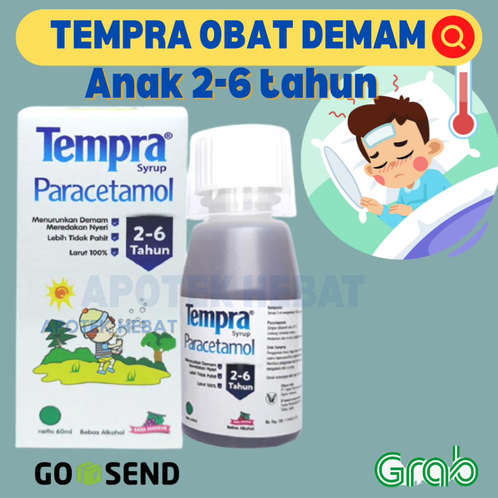 Tempra Sirup Anak 100ml Obat Demam Anak Rasa Anggur Obat Turun Panas Anak 2 tahun Pusing Meriang Sak