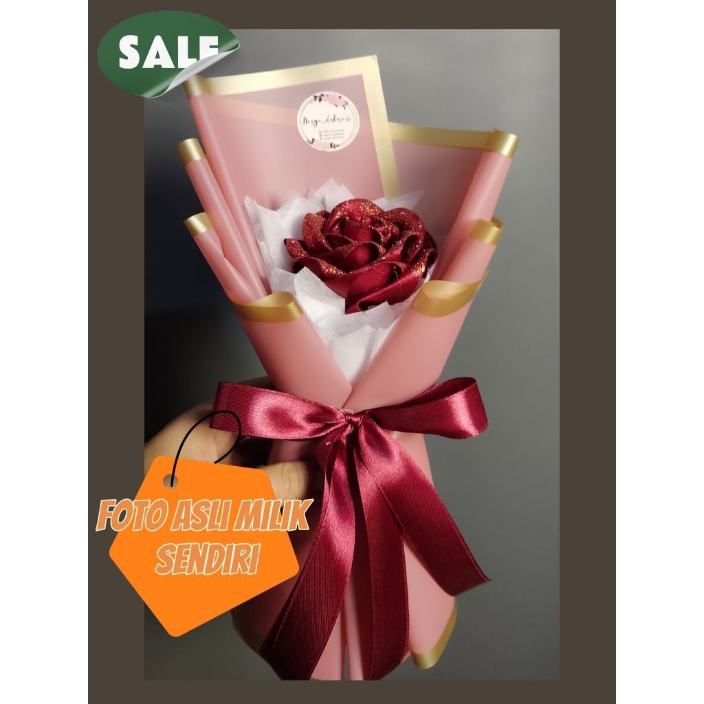 

buket bunga pita satin glitter| kecil