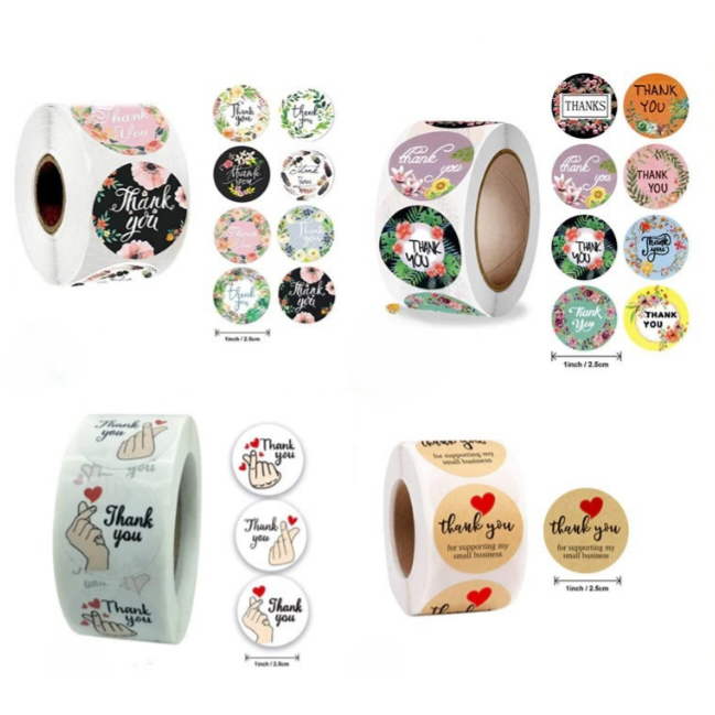 

[COD] stiker roll terima kasih isi 500 pcs/stiker souvenir