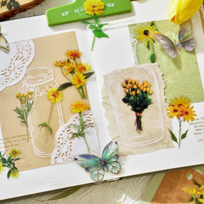 

[JUNE] Flower Romantic Series Sticker Sheet Scrapbooking Binder Journaling Decorations Bullet Journaling Bujo Junk Bunga Cute Korea