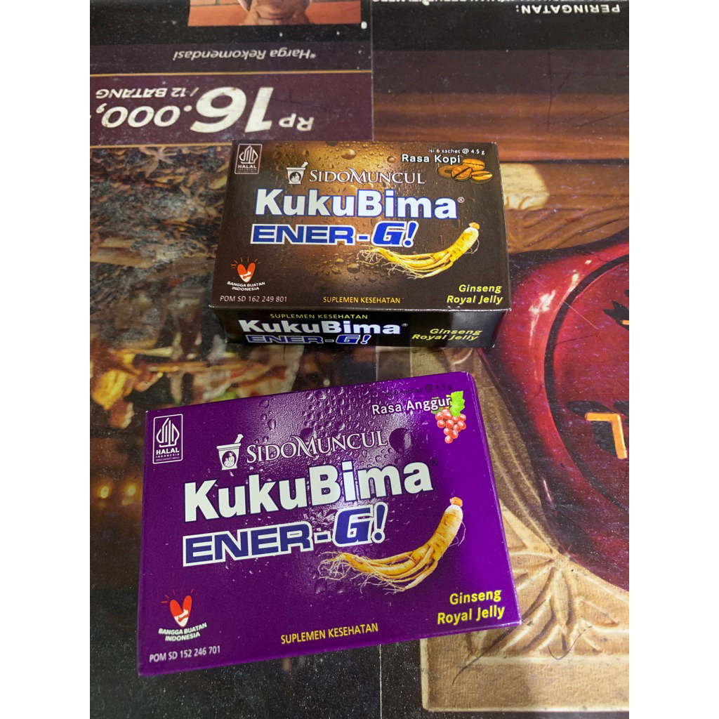 

Kuku Bima Ener-g Anggur/ kopi 1 kotak isi 6 sachet x 4,5gram