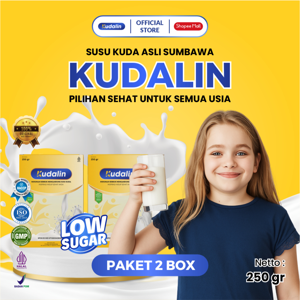 

Kudalin Susu Kuda Rasa Original Berat 250 Gram Untuk Segala Usia Paket 2 Box