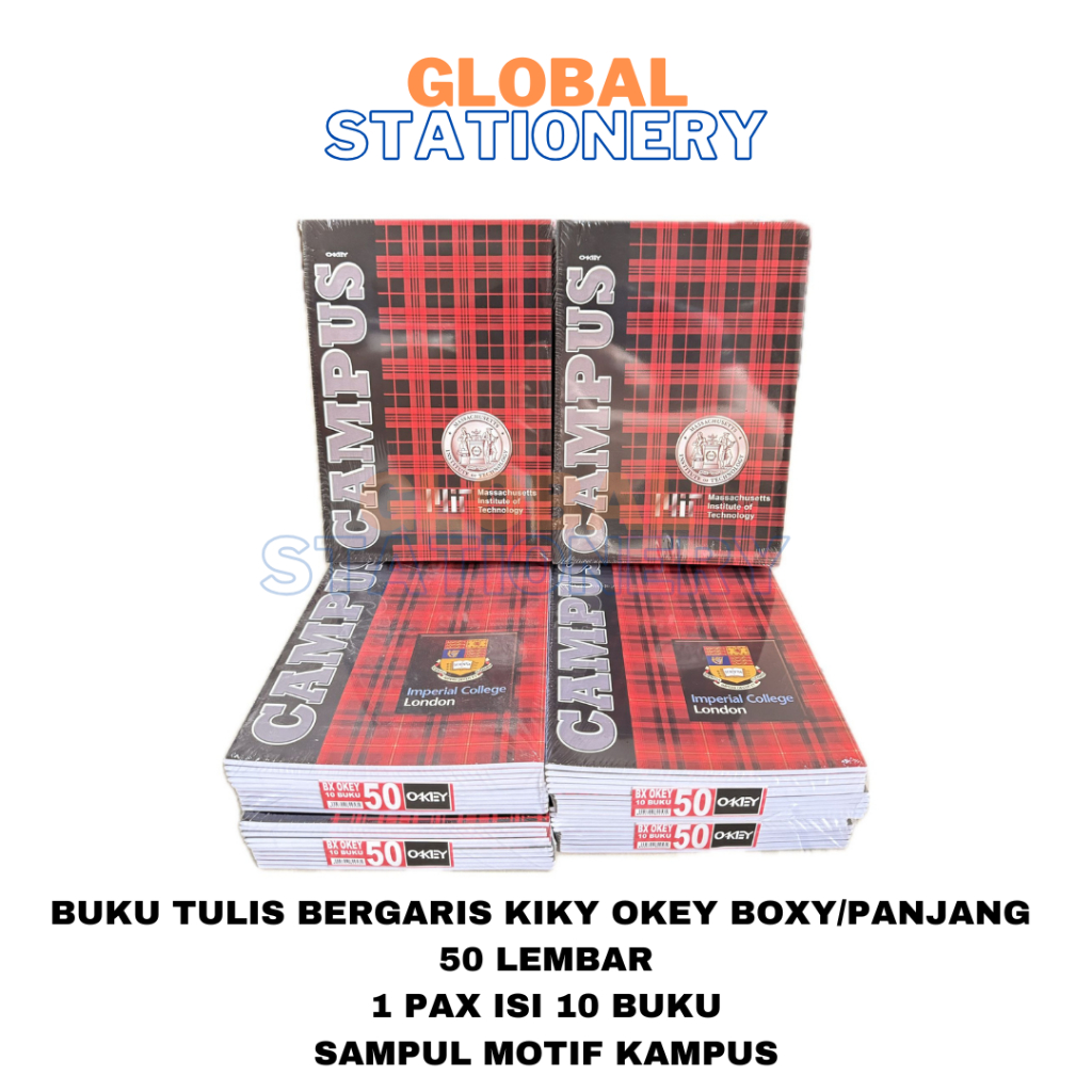 

BUKU TULIS BERGARIS MERK OKEY KIKY MOTIF KAMPUS CAMPUS BOXY PANJANG ISI 50 LEMBAR (10 BUKU)