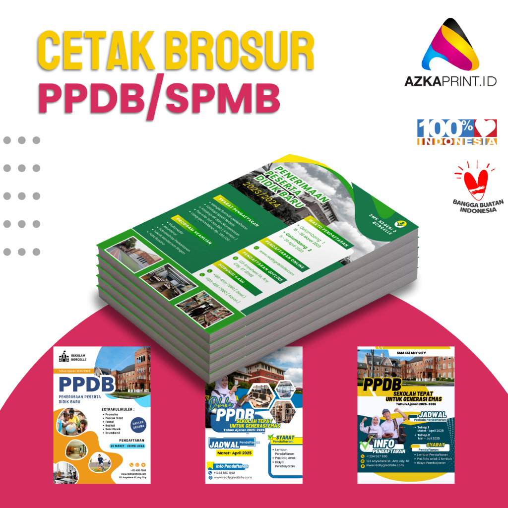

CETAK BROSUR PPDB A5 - CUSTOM BROSUR A5 - CETAK FLYER A5 / BROSUR 1 RIM