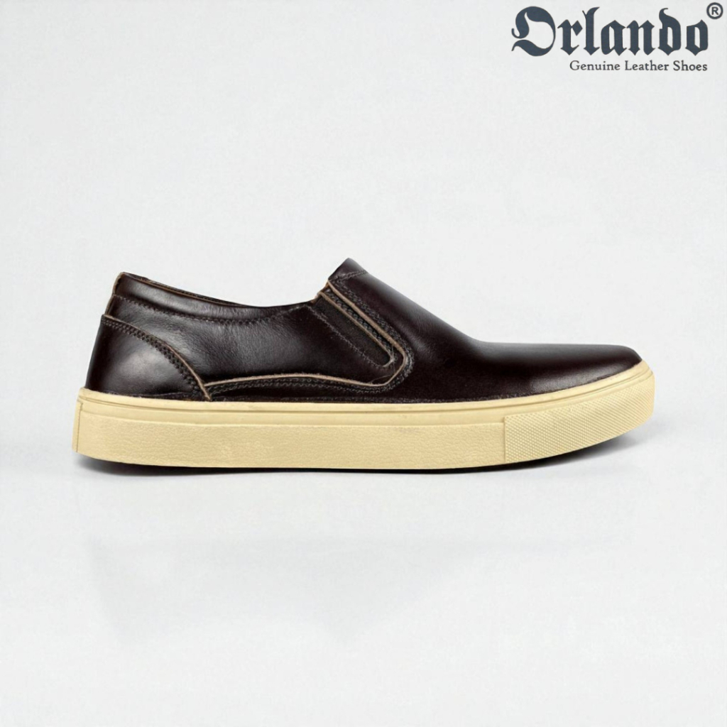 Orlando Sepatu Pria Kulit Asli Sapi Model Kets Slop Pantofel Formal Kantor Resmi Sekolah Orlando Hit