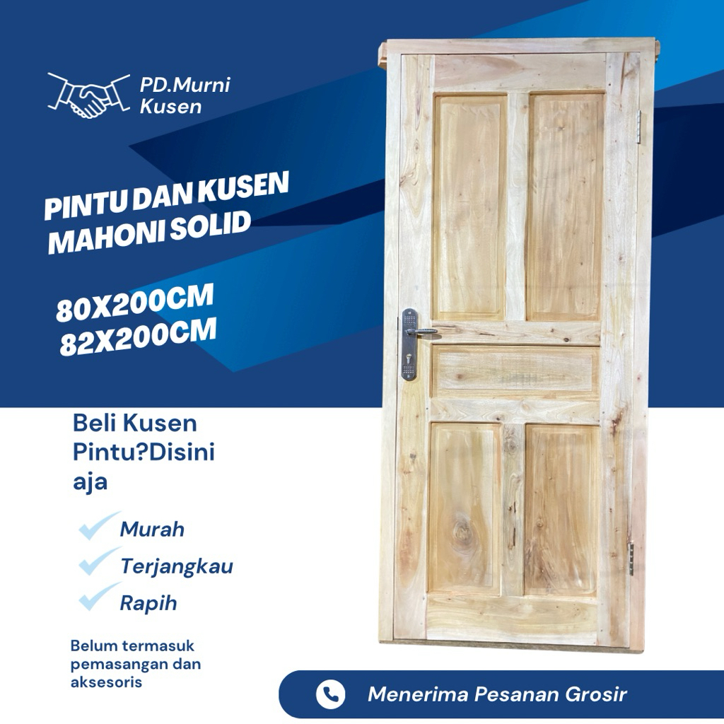 Pintu dan kusen kayu mahoni solid
