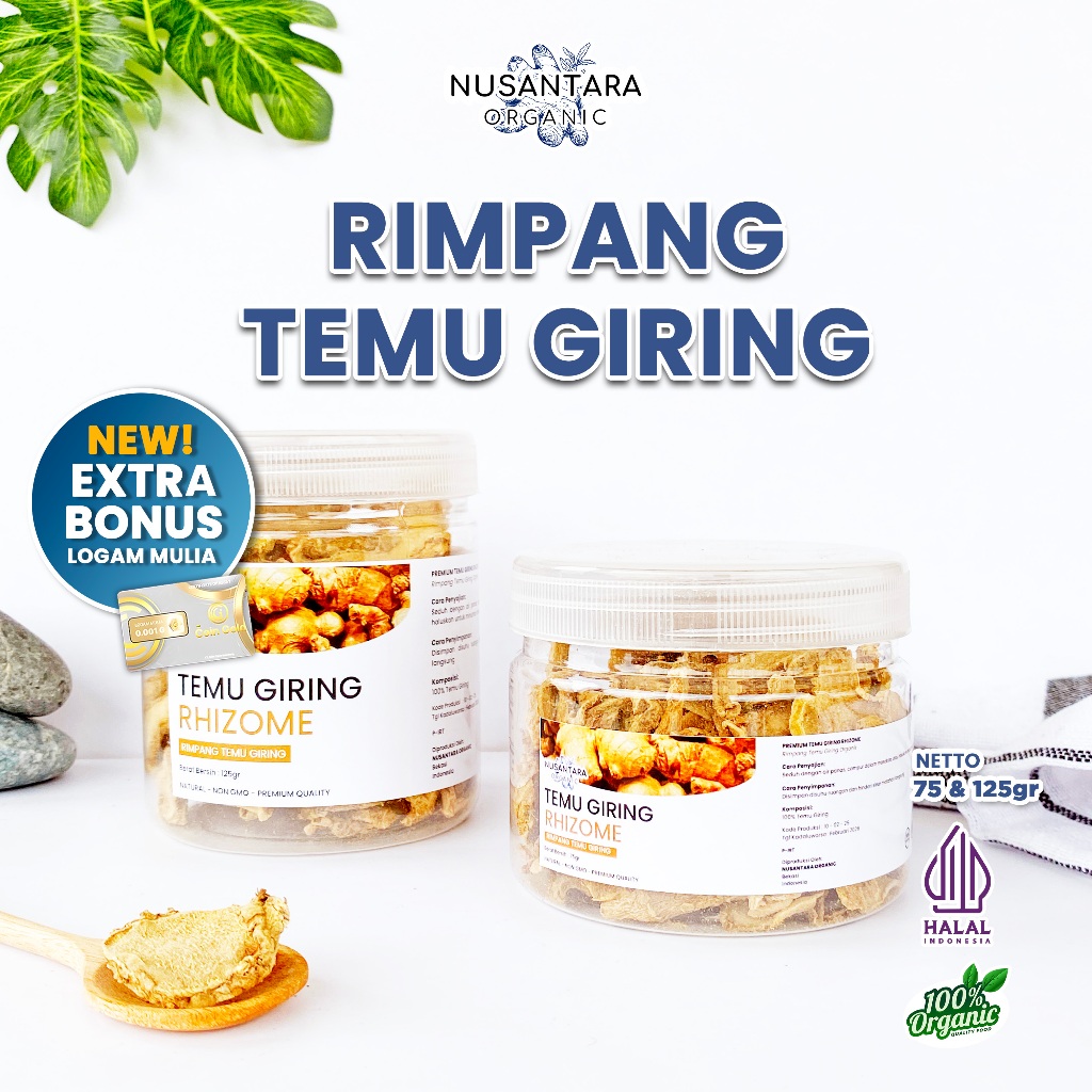 

Nusantara Organic Temu Giring Organic Gajah Kuning Bumbu Natural Spice Irisan untuk Masak