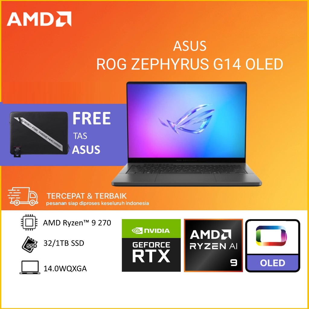 ASUS ROG ZEPHYRUS G14 OLED GA403UH - AMD RYZEN 9 270 RTX5050 8GB/ RAM 32GB 1TB W11+OHS14.0WQXGA 120H