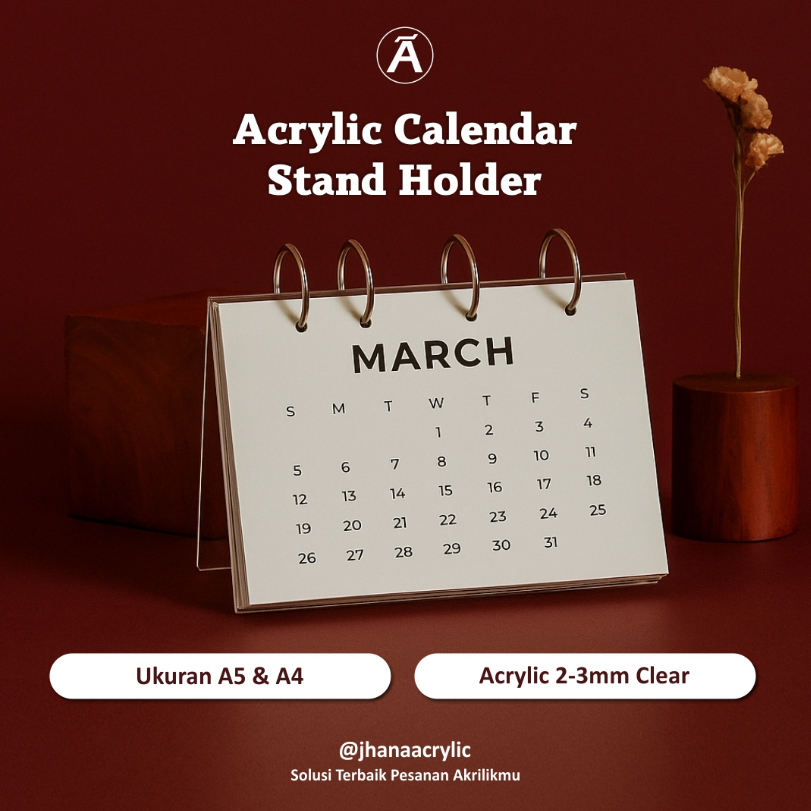 

JHANA ACRYLIC - Kalender Stand Holder A5 / A4 Akrilik Clear Hiasan Frame Foto Calendar Pigura