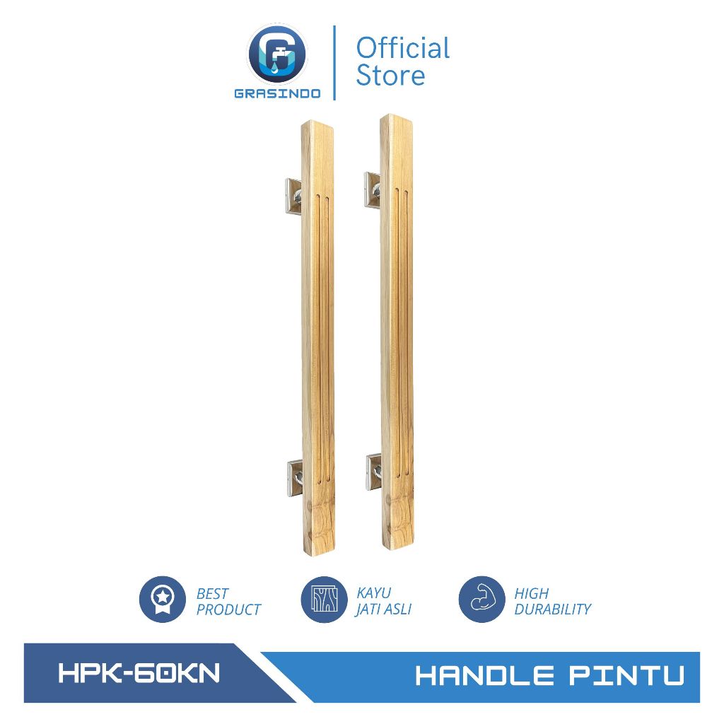 GIG Handle Pintu Kayu Jati Asli Kotak 60 Cm 1 Set / Gagang Pintu Kayu Jati Kotak 60 Cm / Pegangan Pi