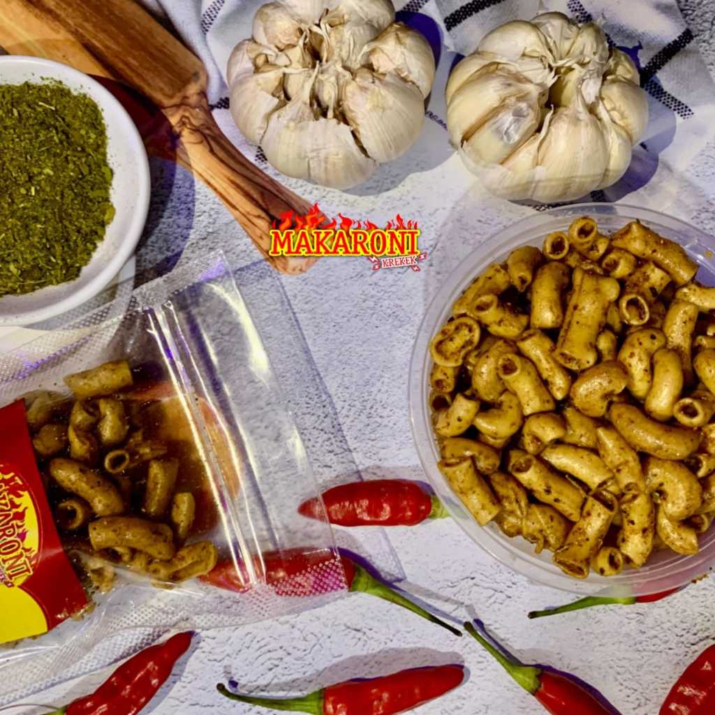 

Makaroni Bantet Krekek - Pedas Bawang Asin, Pedas Daun Jeruk, Balado dan Pedas Balado - 80gr