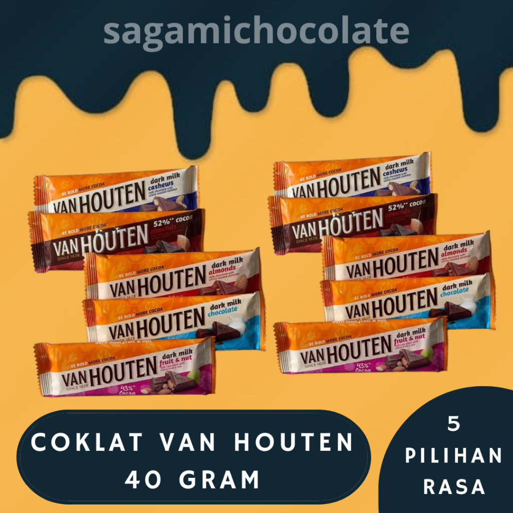 

COKLAT VAN HOUTEN BAR 40 GR ( 1 PC ) COKELAT DARK MILK