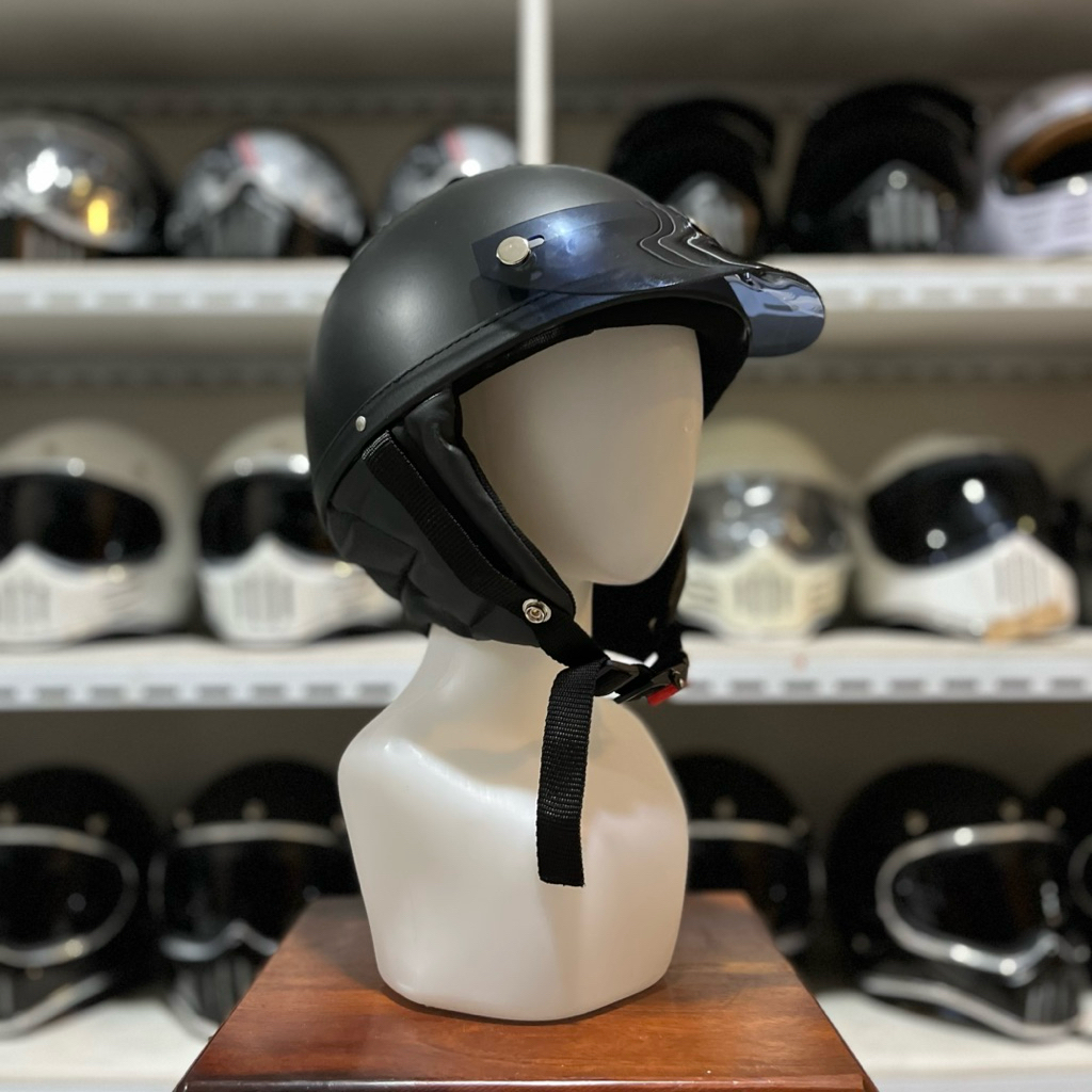 Helm Chip Hitam Doff Include Pad / Helm Retro Klasik Jadul