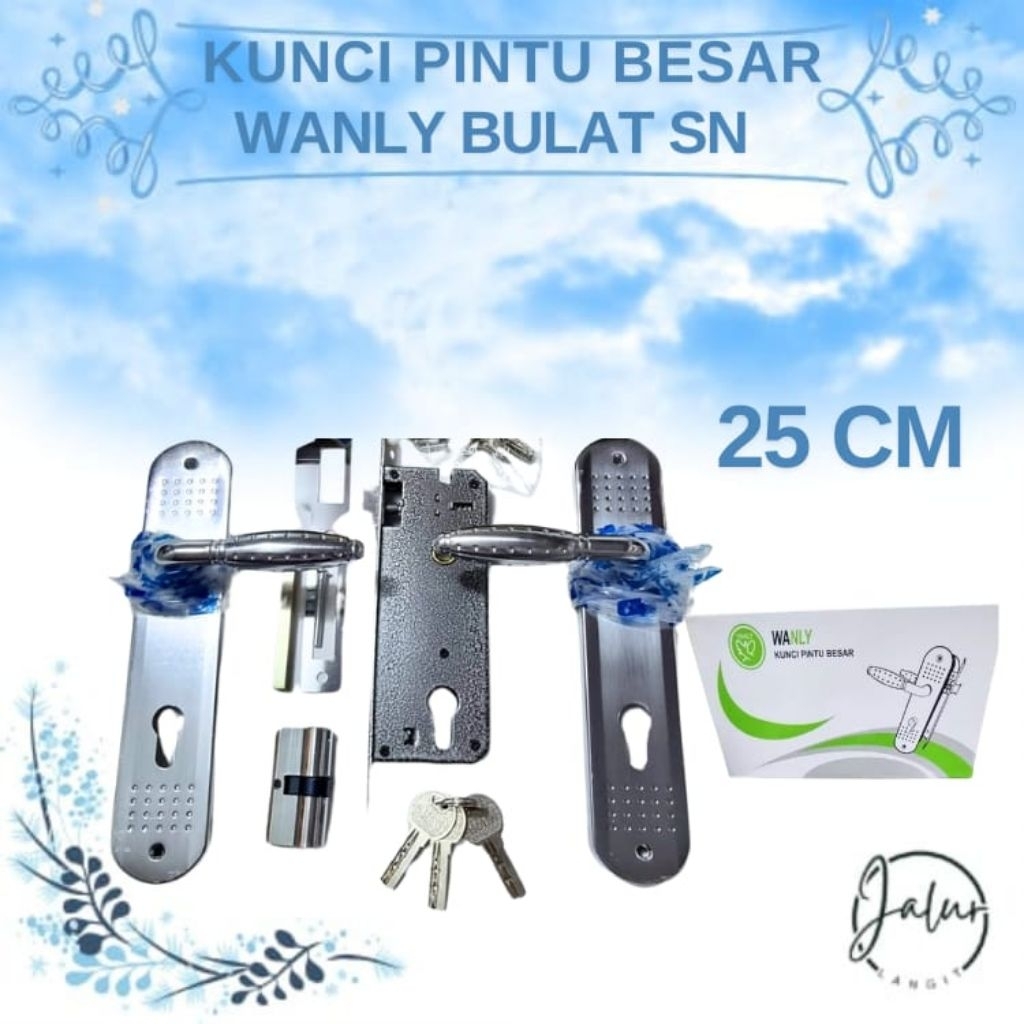 Kunci Pintu / Slot Pintu Besar WANLY/AMANI Bulat Bintik Silver