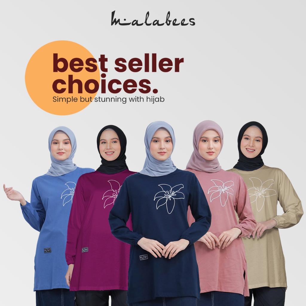 Kaos Atasan Wanita Tunik Belah Pinggir Tangan Kerut Motif Bunga Crewneck Combed 20s Premium Quality