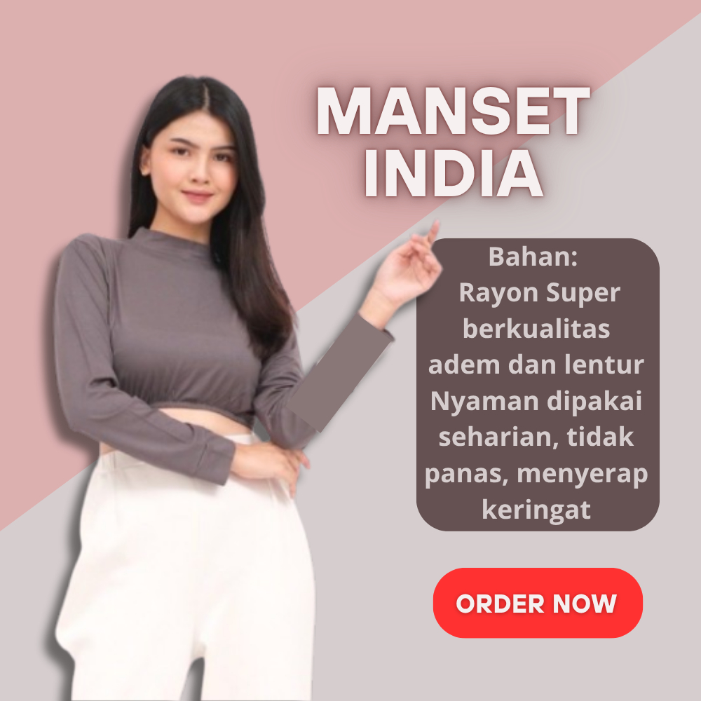 MANSET INDIA CROPTOP MANSET INDIA LENGAN PANJANG WANITA LEHER BERDIRI TURTLENECK CROP INDIA BAHAN RA