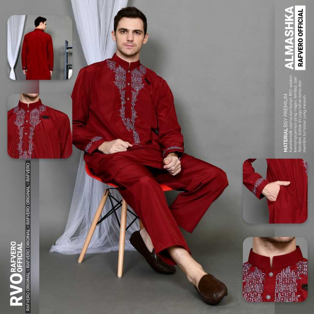 hot baju muslim koko - setelan pakistan al-mashka - setelan baju muslim rafvero original