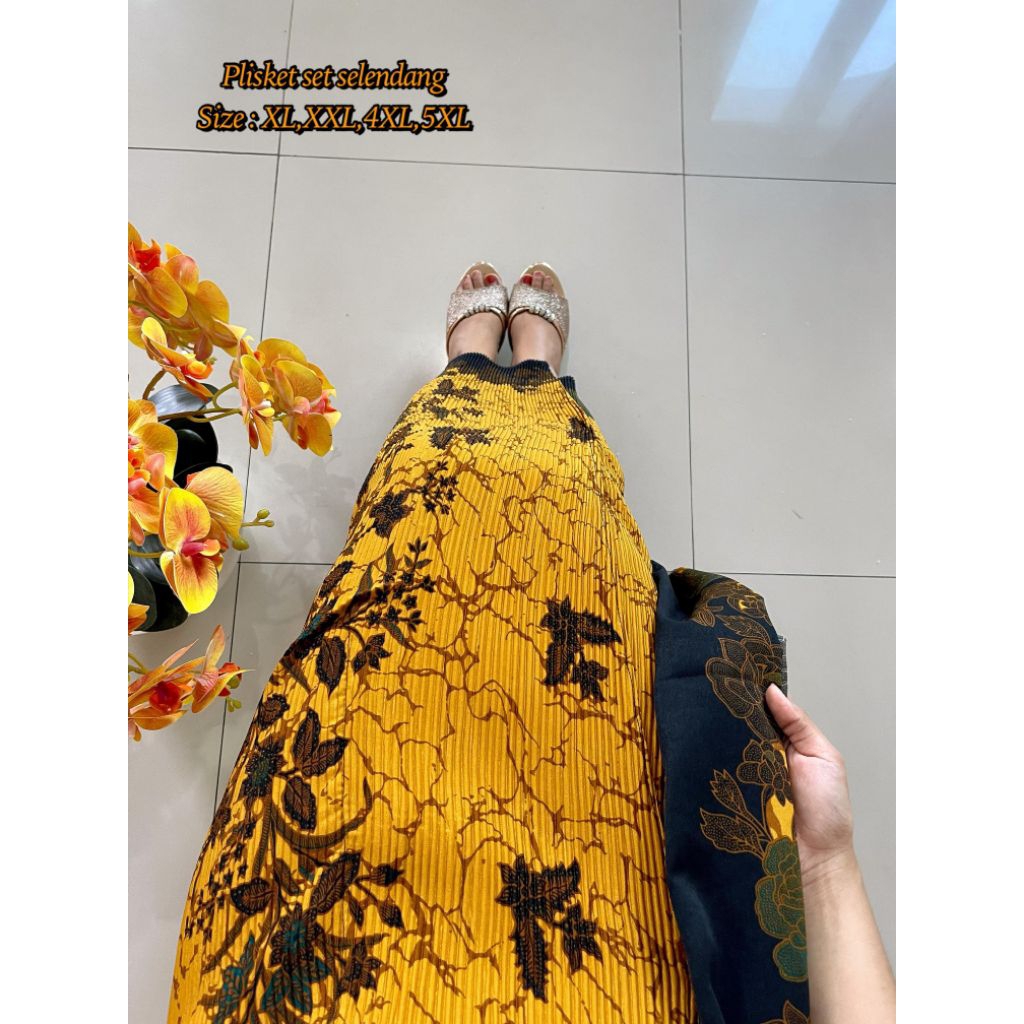 TERBARU KAMEN SUTRA PLISKET SET SLENDANG/Kamen jadi set slendang/kamen premium sutra tebal/bawahan t