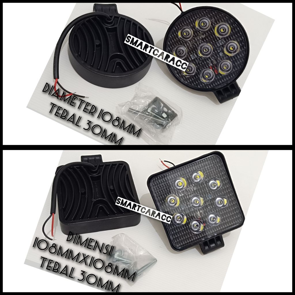Lampu Fog Lamp Led Work Ligth Kerja Sorot Soklai Led 9 Mata Kotak Bulat