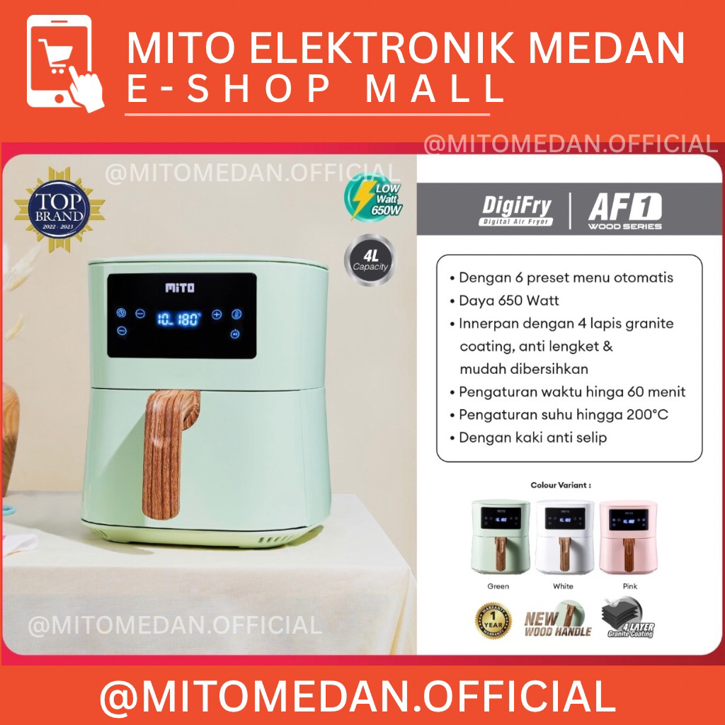 MITO MEDAN - MITO Digital Air Fryer AF1 V2 4L NEW WOOD SERIES