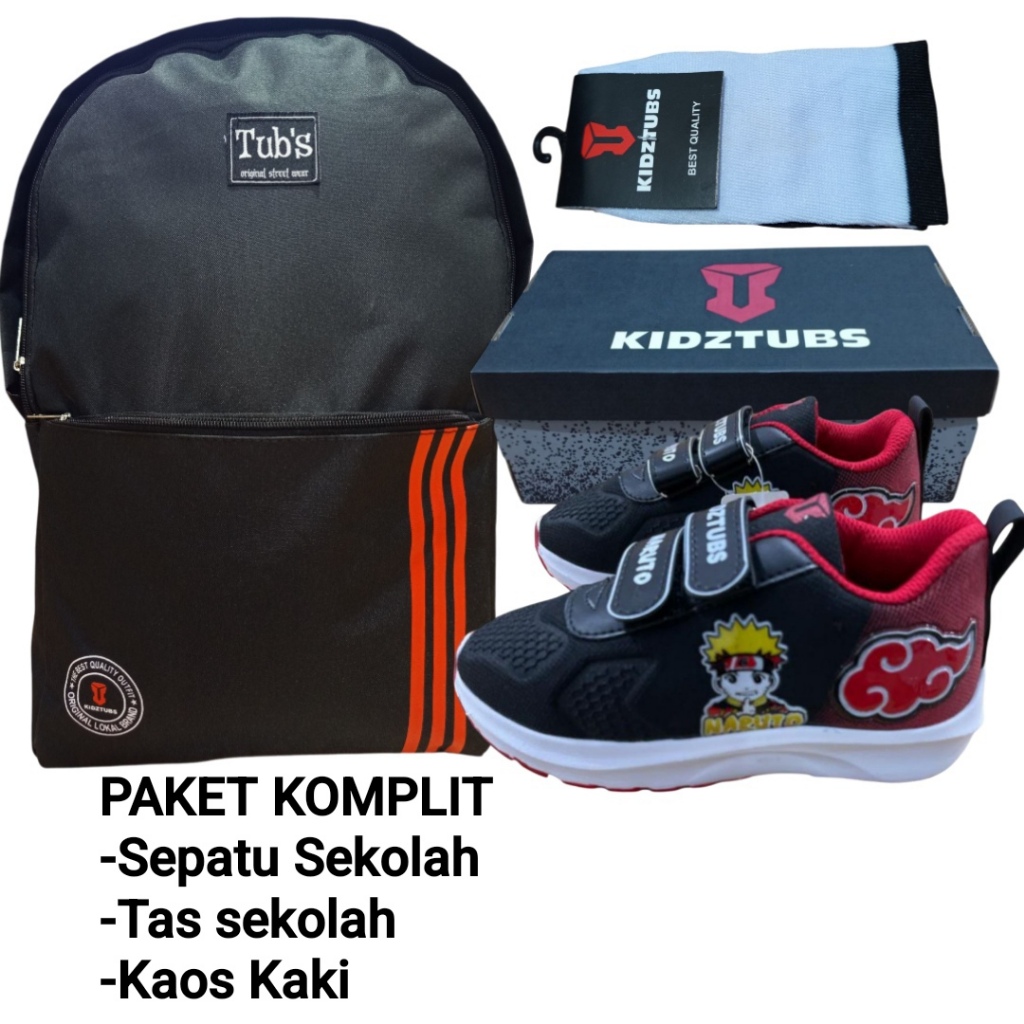 KIDZTUBS Sepatu Sekolah Anak Paket Komplit Sepatu Sekolah + Tas Sekolah + Kaos Kaki TUBS1326062825