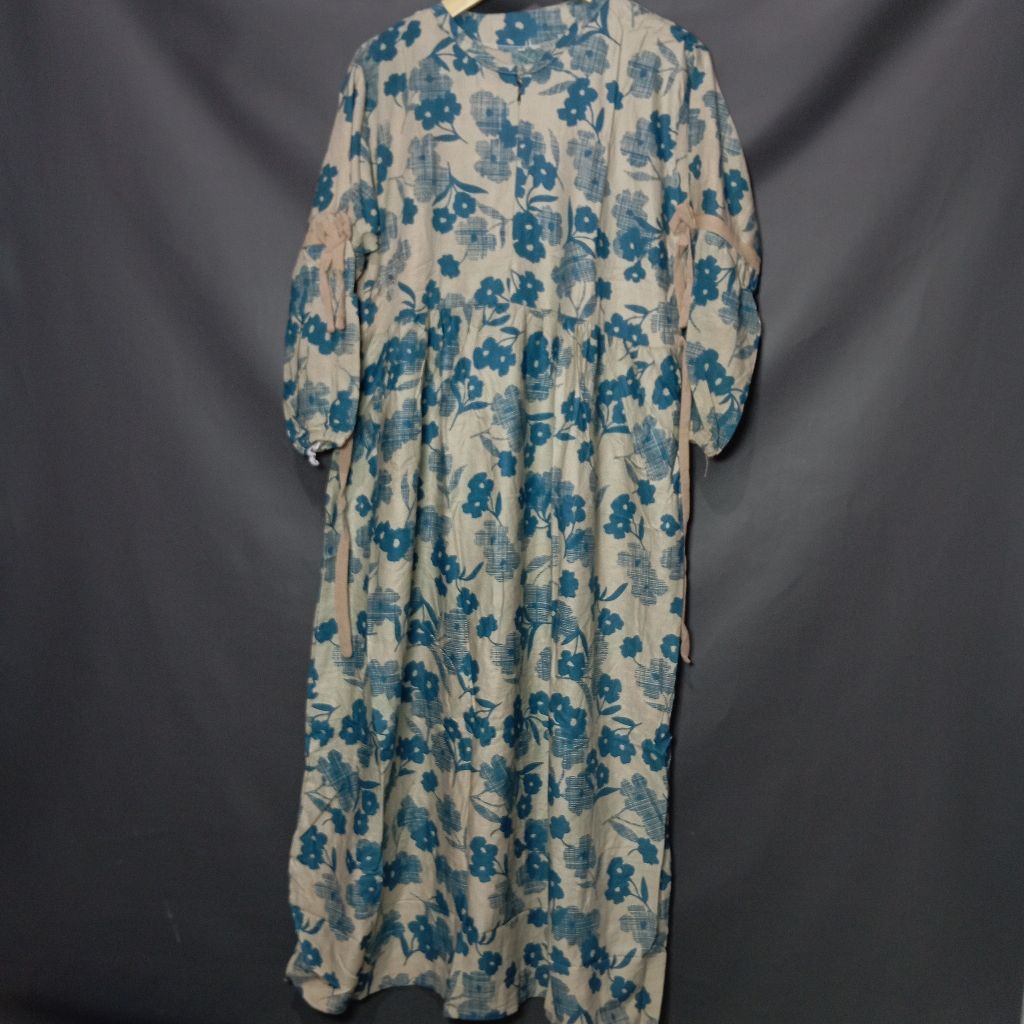 Gamis Motif Bunga Lengan Panjang Susun Rampel Kekinian Daster Wanita Bahan Rayon Tebal Premium Baju 