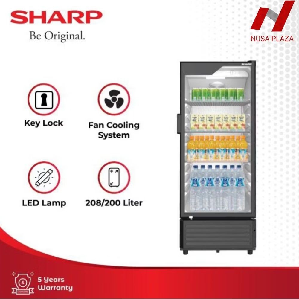 SHOWCASE SHARP 3 Rak 208 Liter SCH-210FS