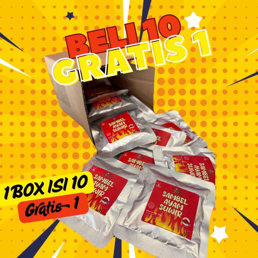 

Sambel Ayam Suwir Sachet Beli 10 Gratis 1 - Sambel Jones Sachet 20g