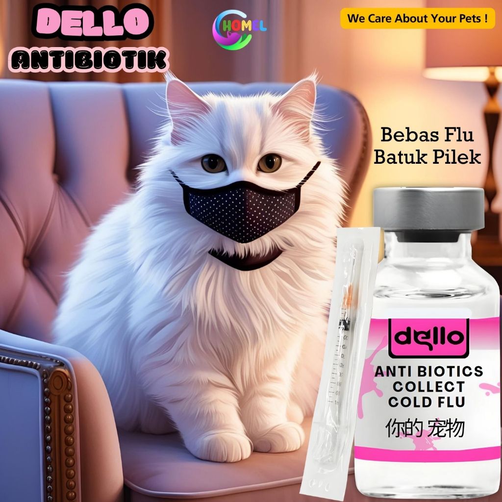 Suntikan Injeksi Antibiotik Atasi Flu Bersin dan Masalah Pernapasan Kucing CHOMEL