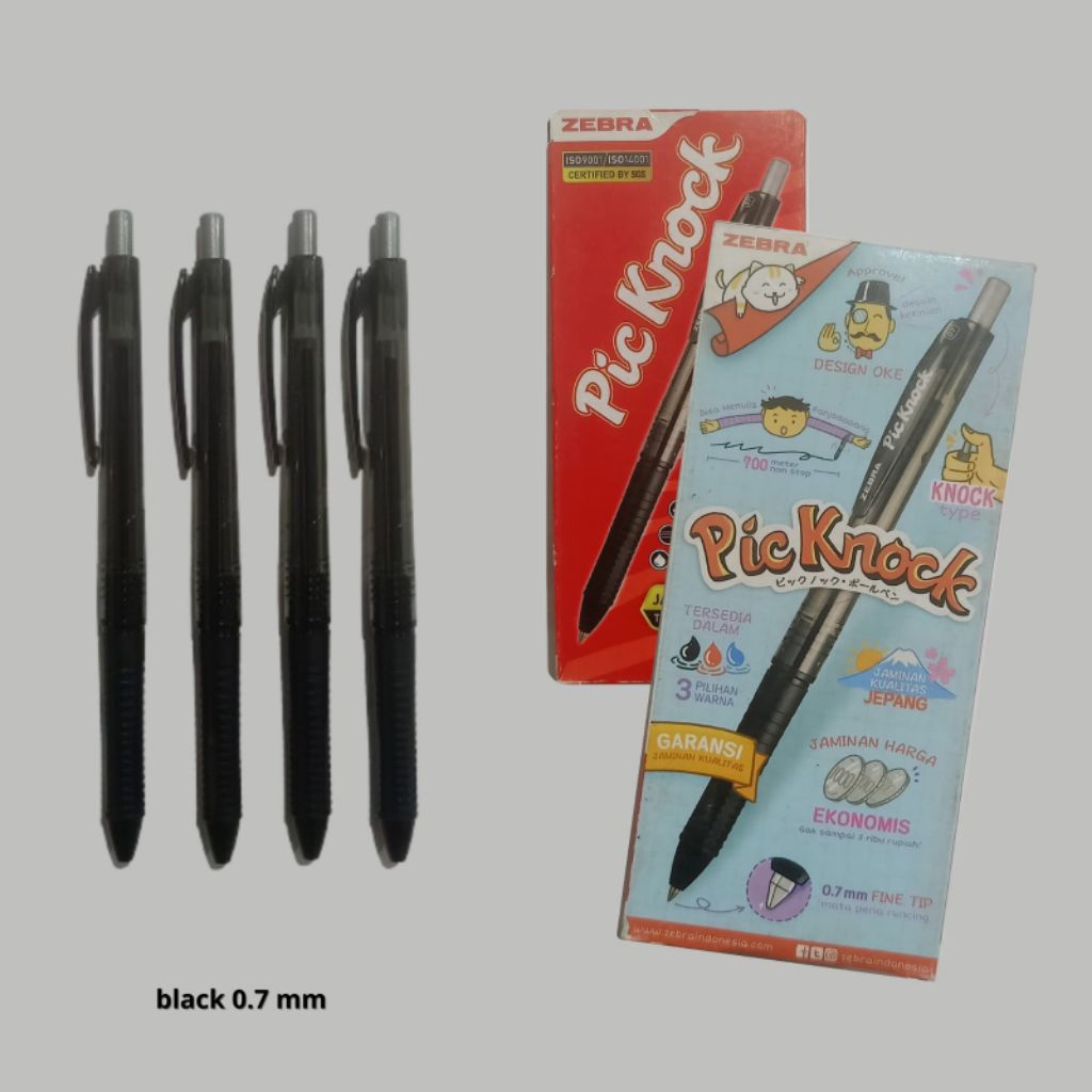 

BALLPOINT / PULPEN PIC.KNOC ZEBRA ISI TINTA HITAM || PULPEN 0.7 mm