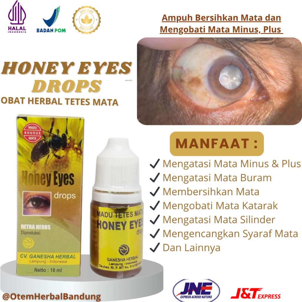 Obat Tetes Mata Katarak Minus Buram Silinder Honey Eyes Drops Tetes Mata Herbal Original BPOM