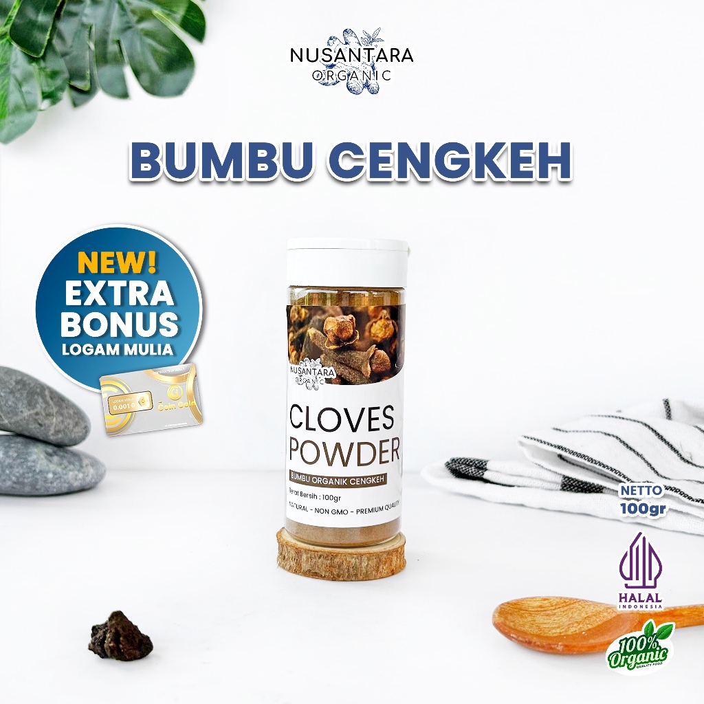 

Nusantara Organic Cengkeh Bubuk Clove Powder Organik Murni Tanpa Campuran Bumbu Dapur Asli 100gr