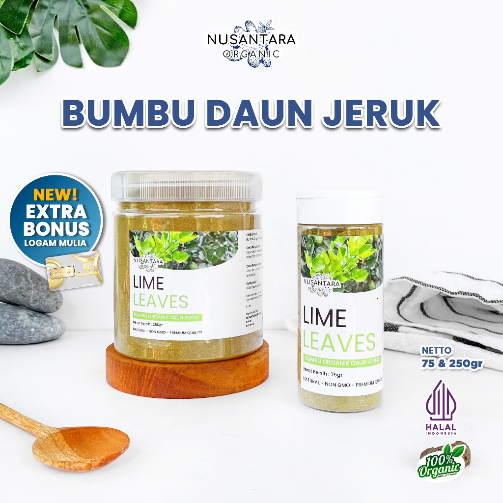 

Nusantara Organic Daun Jeruk Lime Powder Bumbu Alami Murni Tanpa Pengawet Organik Asli