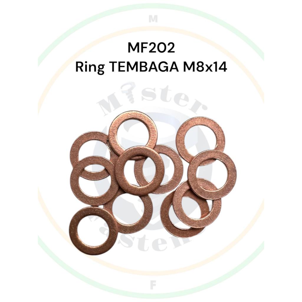 Ring TEMBAGA M8x14 Luar 15mm 8x14 Cooper Washer Flat Ring Baut Gasket Bolt & Nut Tebal 1mm