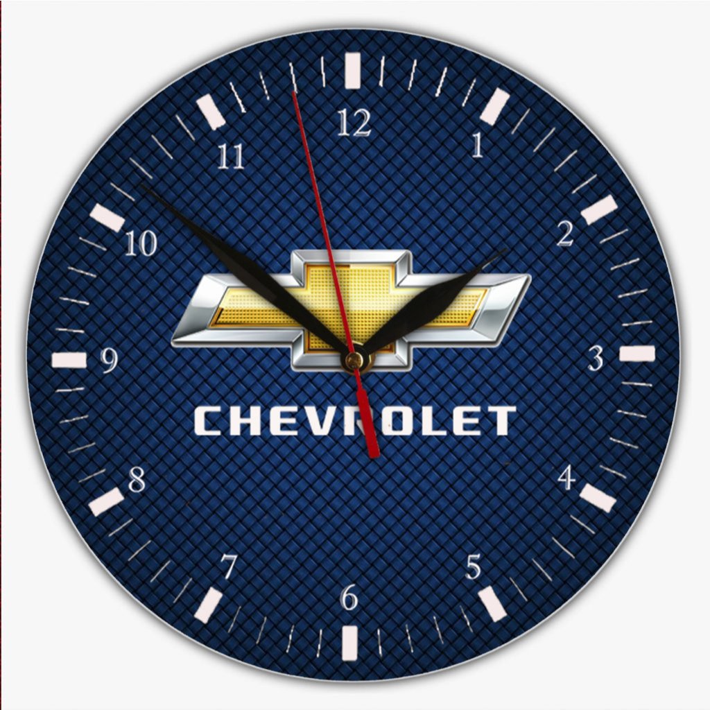 Jam Dinding CHEVROLET LOGO Aesthetic Ruang Tamu Kayu PVC