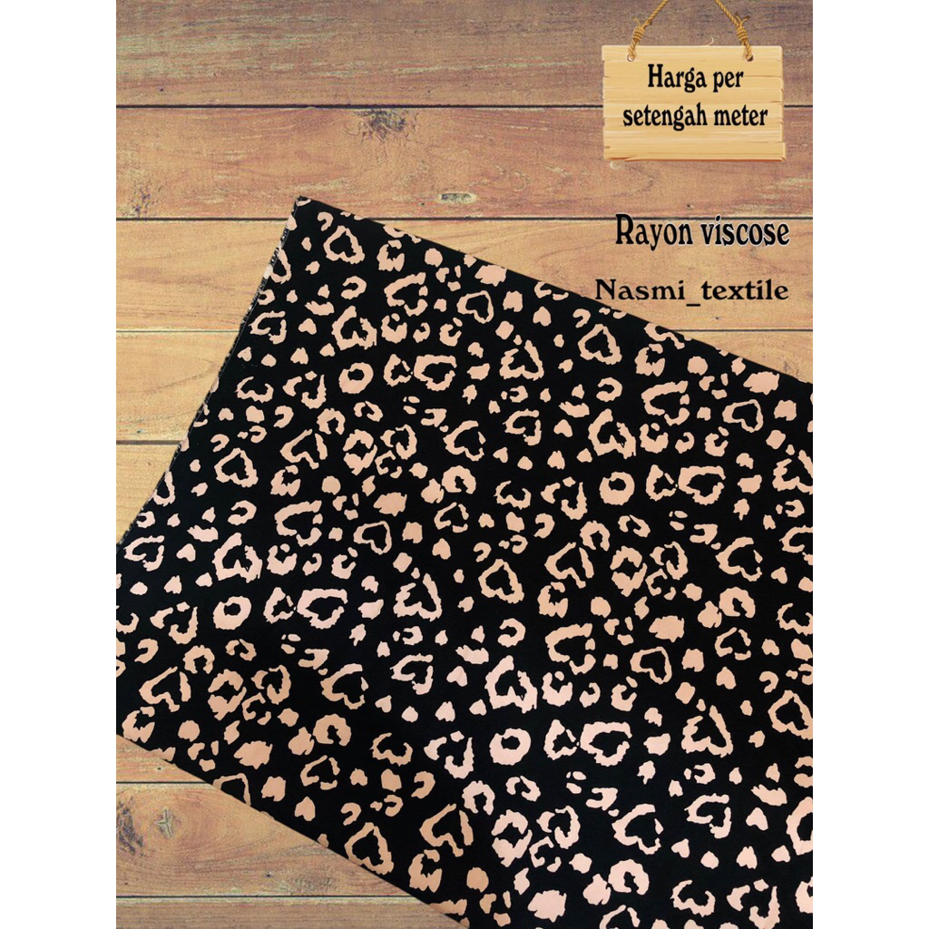 kain katun rayon viscose premium motif leopard terbaru (0,5meter)